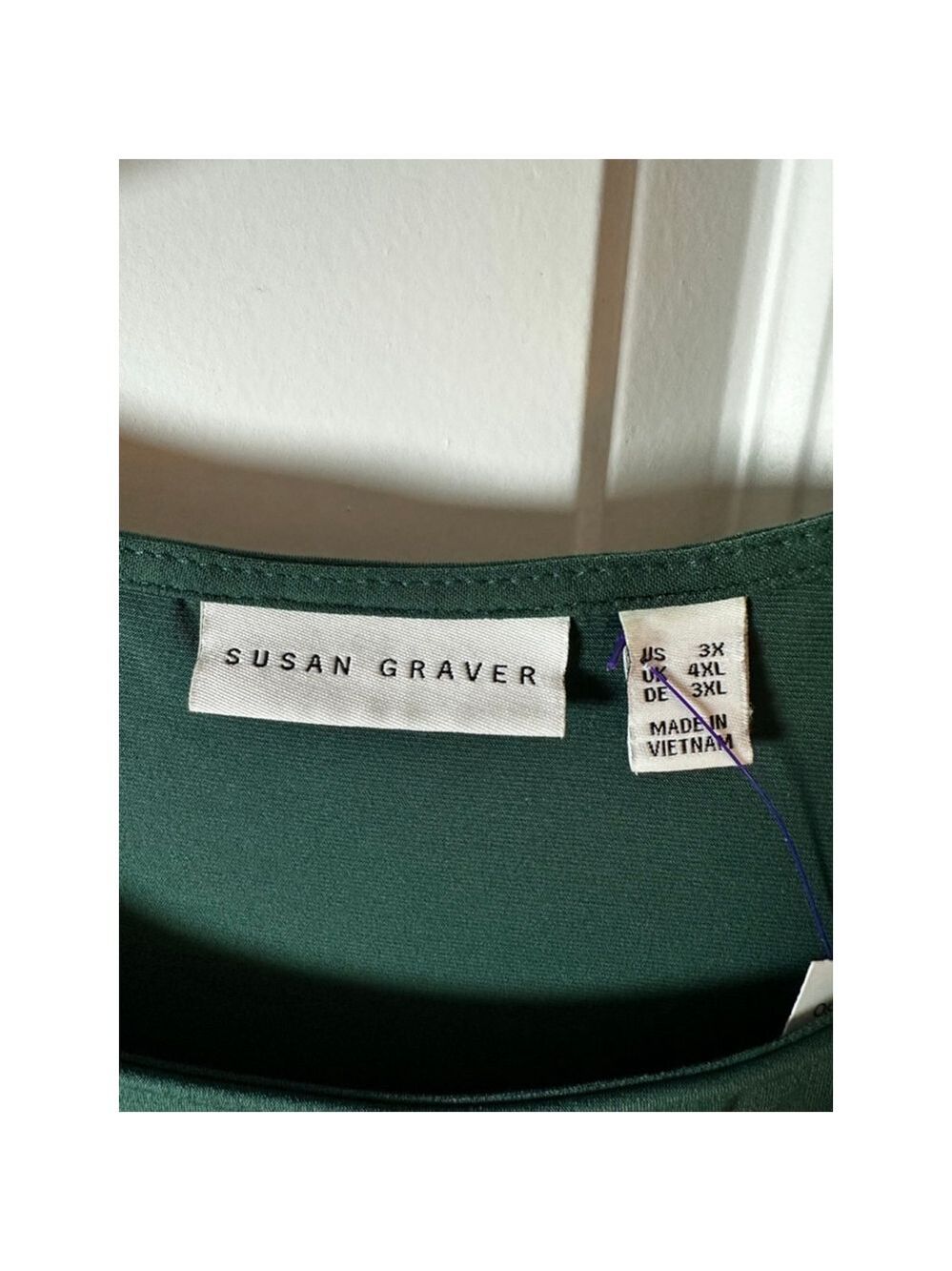 Susan Graver Long Sleeve Tee 3X Dark Green - Picture 3 of 6